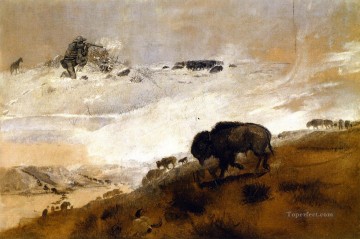 Animal Painting - El stand cruzando el Missouri 1899 Charles Marion Russell yak